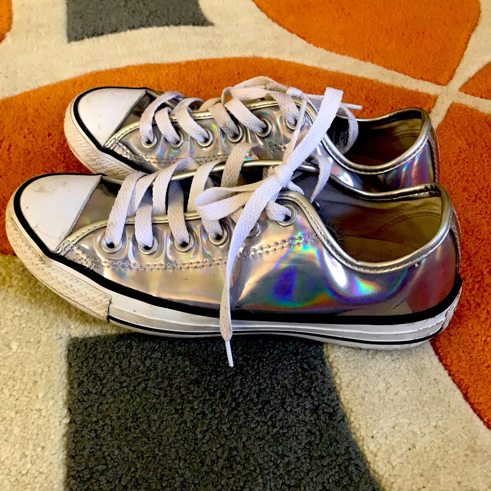 Silver iridescent converse